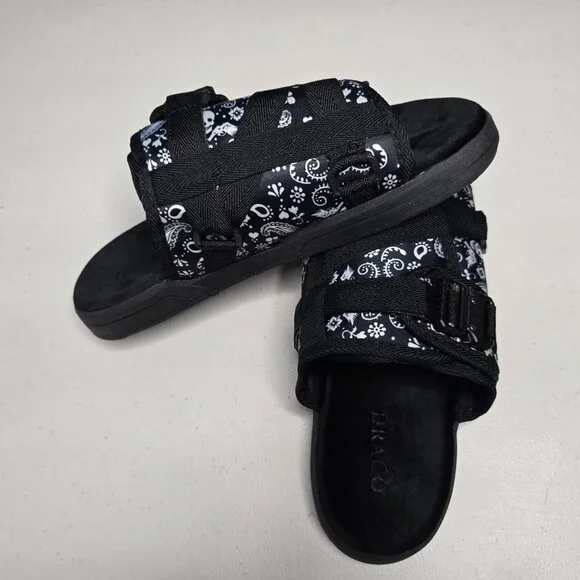 DRACO Slides Mens Shoes Size 12, 12.5, 13, 13.5 Black Sandals Bandana + Bag NEW - Picture 3 of 16